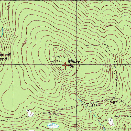 Topographic Map of Millay Hill, ME