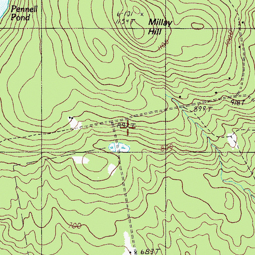 Topographic Map of Millay School, ME