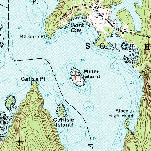 Topographic Map of Miller Island, ME
