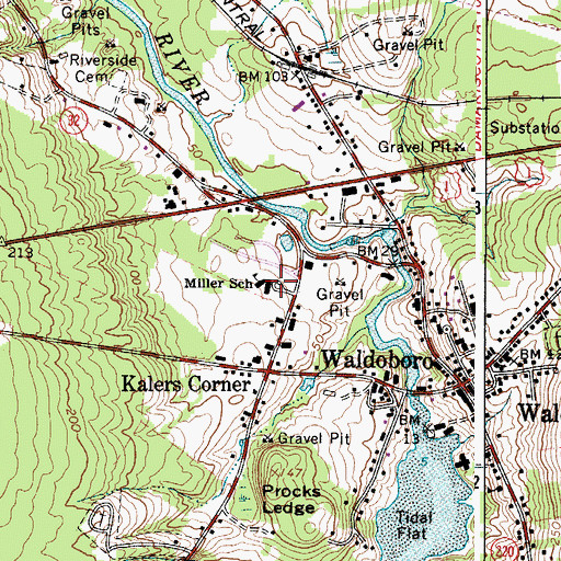 Topographic Map of Miller School, ME