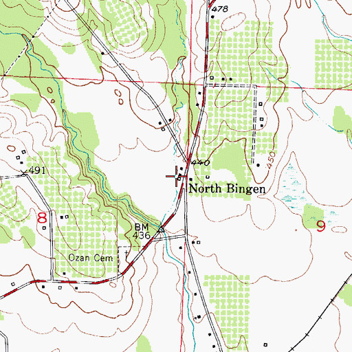 Topographic Map of North Bingen, AR