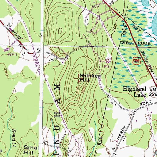 Topographic Map of Milliken Hill, ME