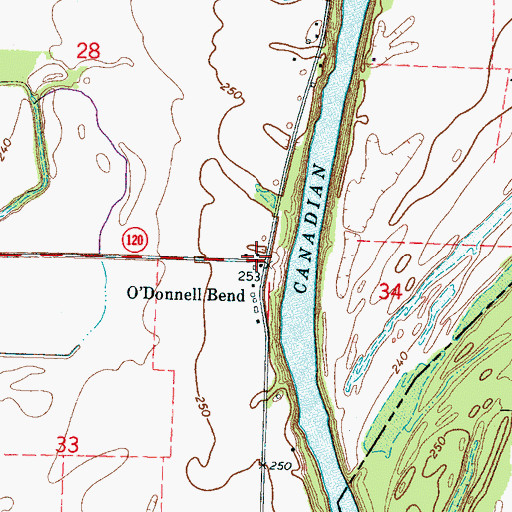 Topographic Map of O'Donnell Bend, AR