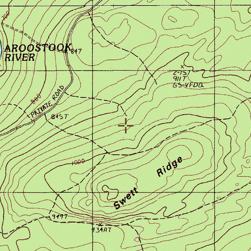 Topographic Map of Millinocket Lake Tote Road, ME