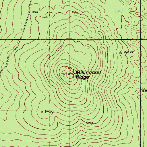 Topographic Map of Millinocket Ridge, ME
