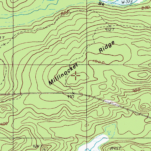 Topographic Map of Millinocket Ridge, ME