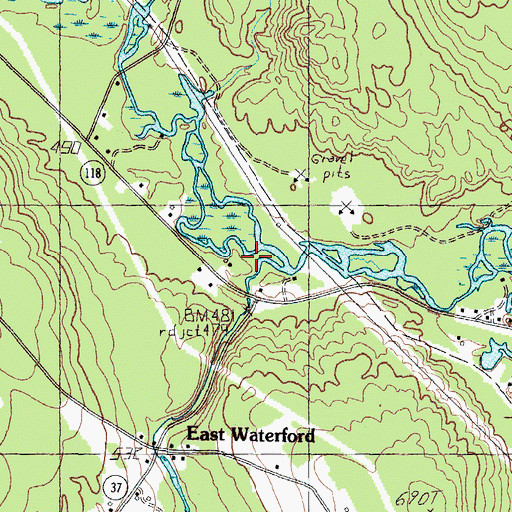 Topographic Map of Mills Brook, ME