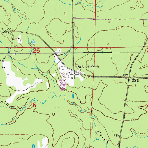 Topographic Map of Oak Grove, AR