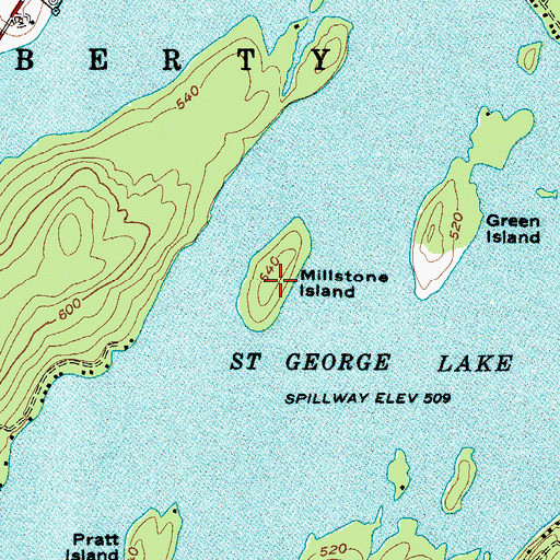 Topographic Map of Millstone Island, ME