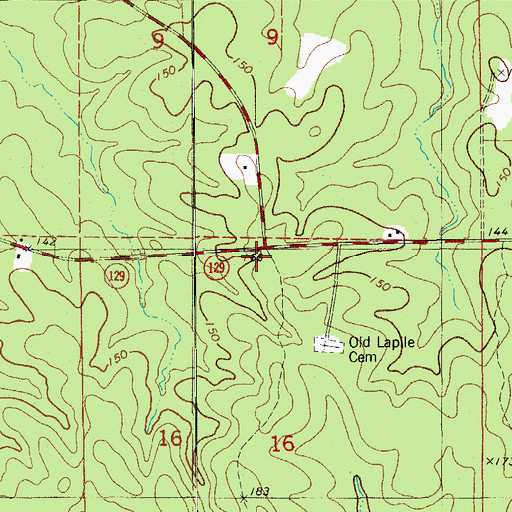 Topographic Map of Old Lapile, AR