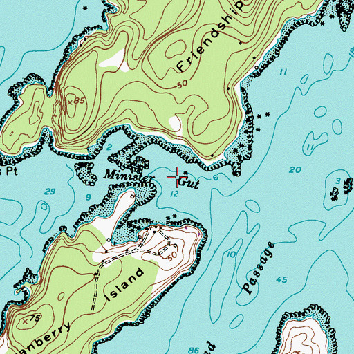 Topographic Map of Minister Gut, ME