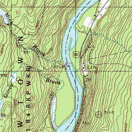 Topographic Map of Mink Brook, ME