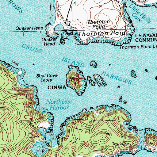 Topographic Map of Mink Island, ME