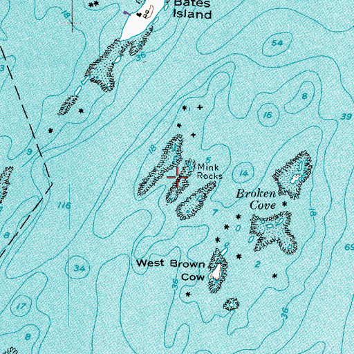 Topographic Map of Mink Rocks, ME