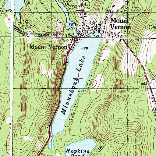 Topographic Map of Minnehonk Lake, ME