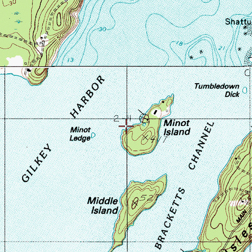 Topographic Map of Minot Island, ME