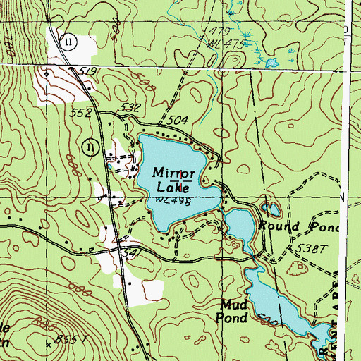 Topographic Map of Mirror Lake, ME