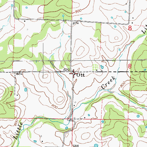 Topographic Map of Ott, AR