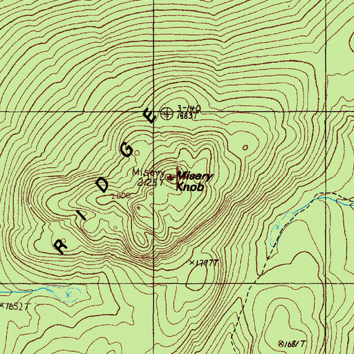 Topographic Map of Misery Knob, ME