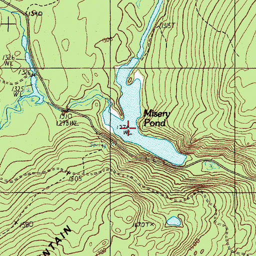 Topographic Map of Misery Pond, ME
