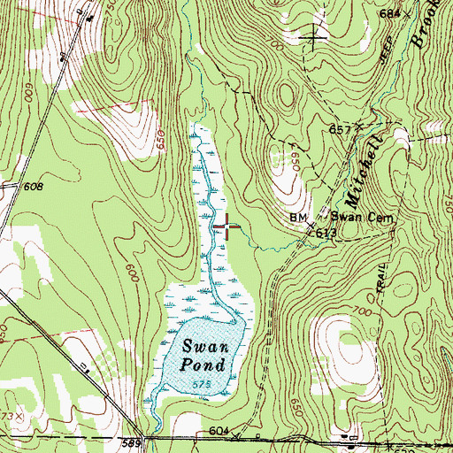 Topographic Map of Mitchell Brook, ME