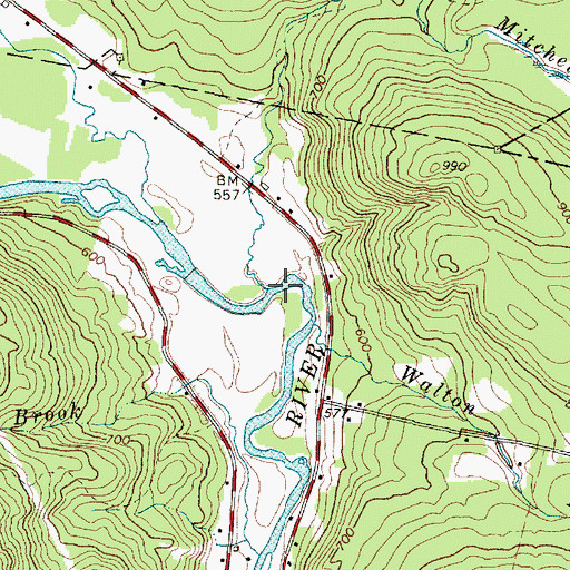 Topographic Map of Mitchell Brook, ME
