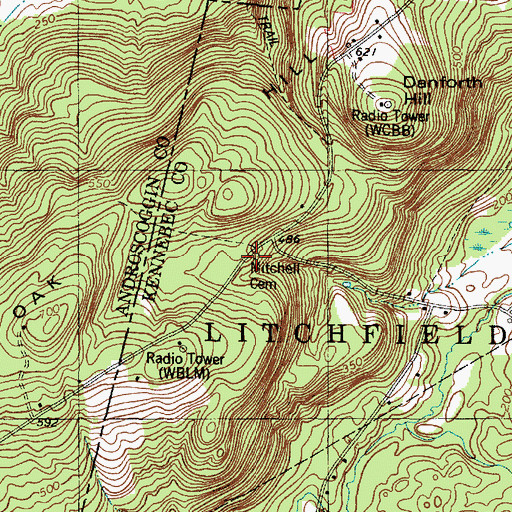 Topographic Map of Mitchell Cemetery, ME