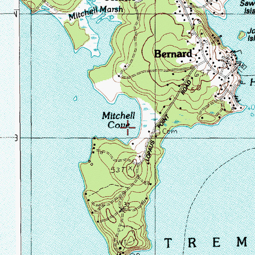 Topographic Map of Mitchell Cove, ME