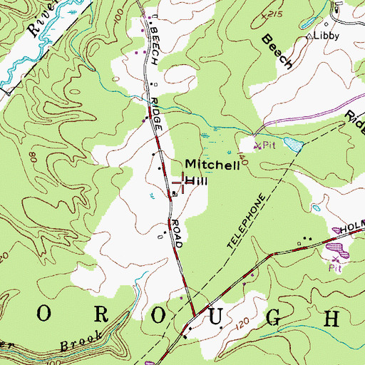 Topographic Map of Mitchell Hill, ME