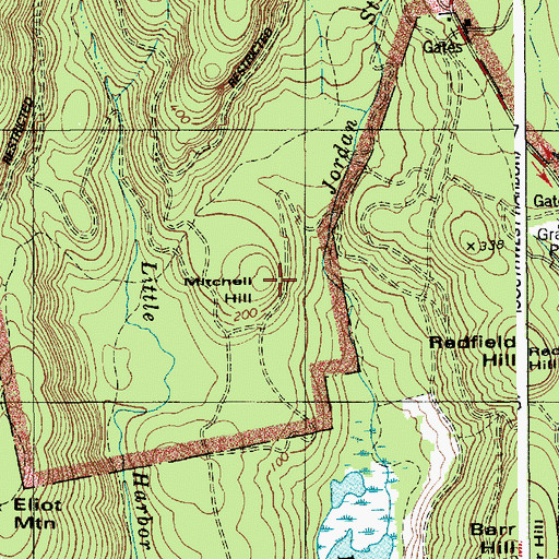 Topographic Map of Mitchell Hill, ME