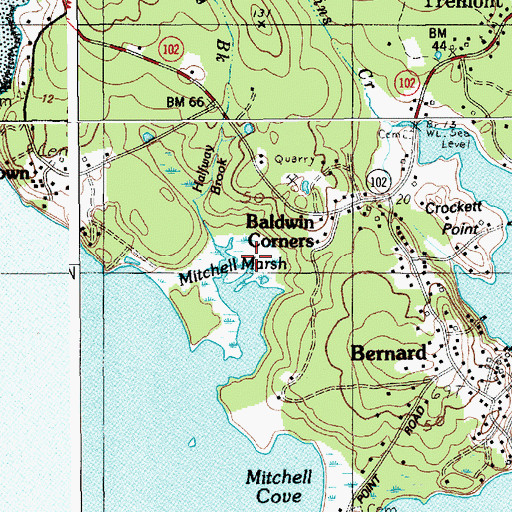 Topographic Map of Mitchell Marsh, ME