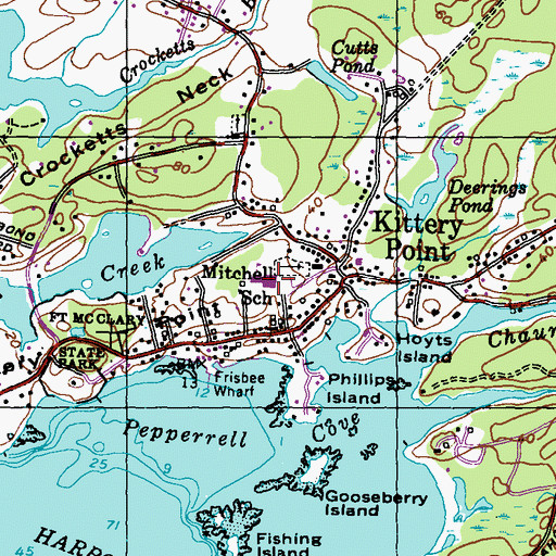 Topographic Map of Horace Mitchell Primary School, ME