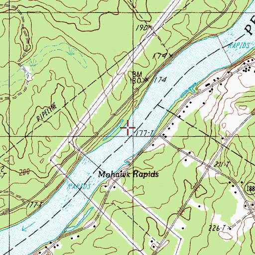 Topographic Map of Mohawk Rapids, ME