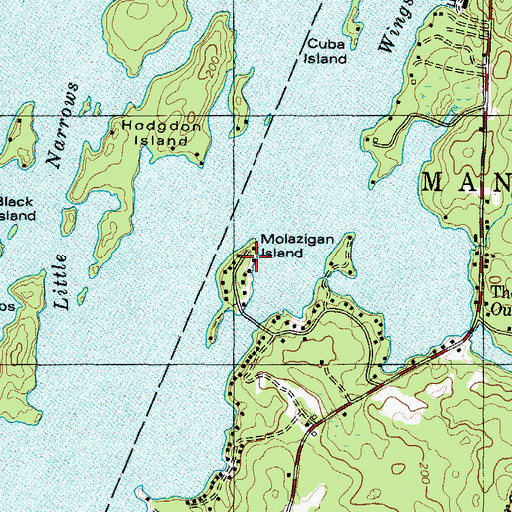 Topographic Map of Molazigan Island, ME