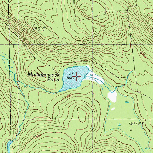 Topographic Map of Mollidgewock Pond, ME