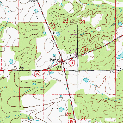 Topographic Map of Pansy, AR
