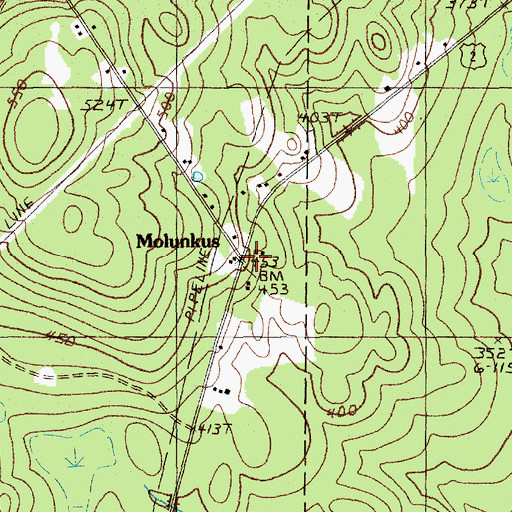 Topographic Map of Molunkus, ME