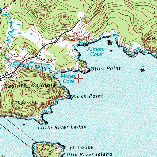 Topographic Map of Money Cove, ME