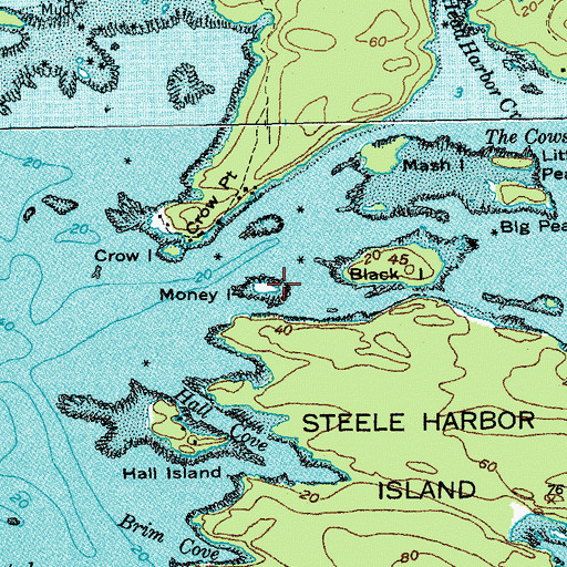 Topographic Map of Money Island, ME