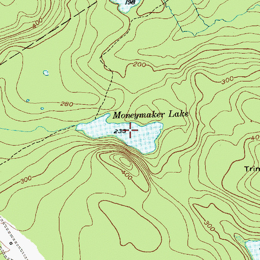 Topographic Map of Moneymaker Lake, ME