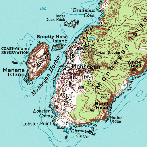 Topographic Map of Monhegan, ME
