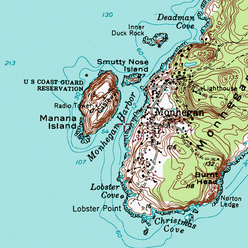 Topographic Map of Monhegan Harbor, ME