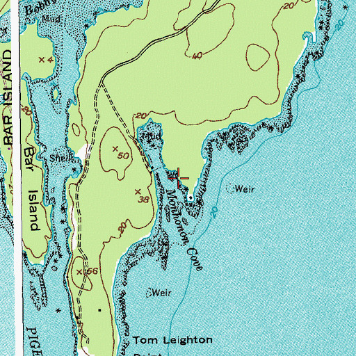 Topographic Map of Monhonan Cove, ME