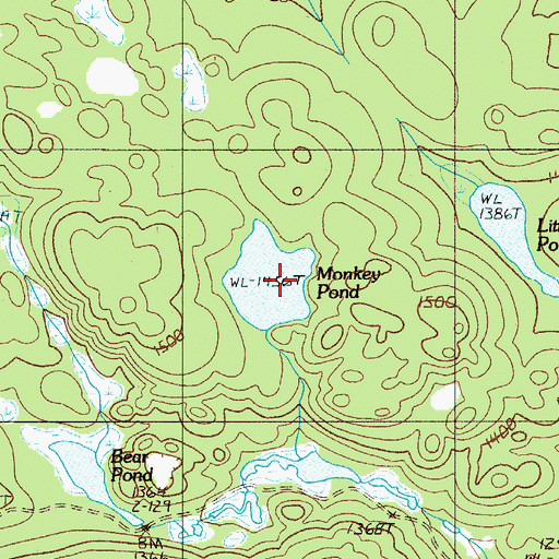 Topographic Map of Monkey Pond, ME