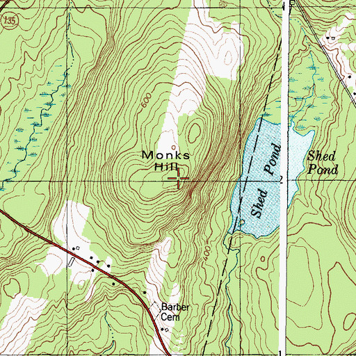 Topographic Map of Monks Hill, ME