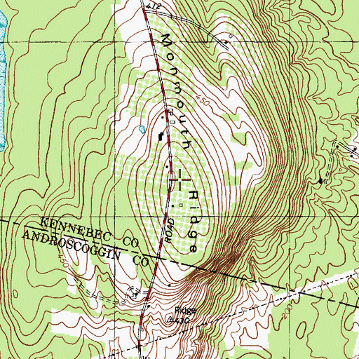 Topographic Map of Monmouth Ridge, ME