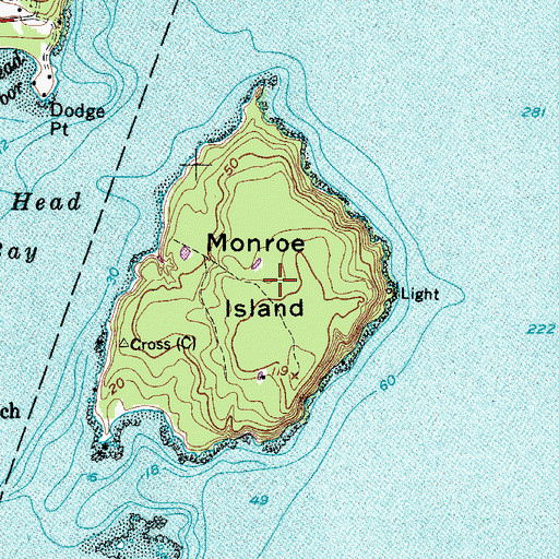 Topographic Map of Monroe Island, ME