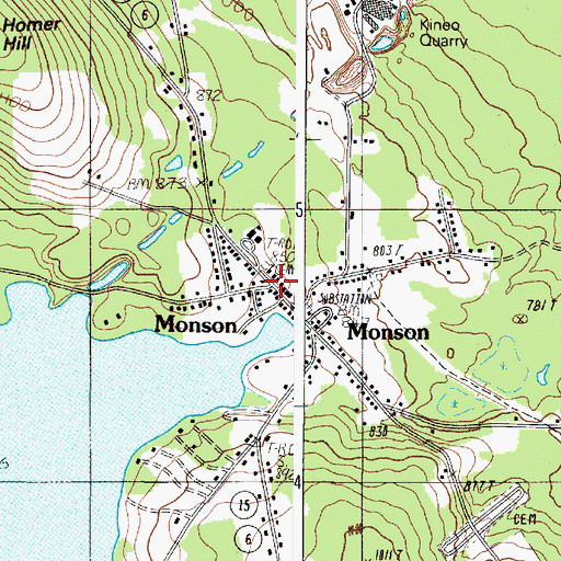 Topographic Map of Monson, ME