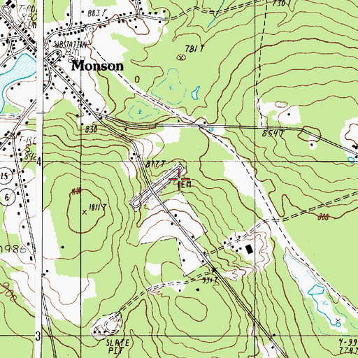 Topographic Map of Monson Cemetery, ME