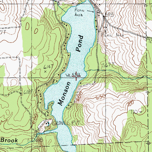 Topographic Map of Monson Pond, ME